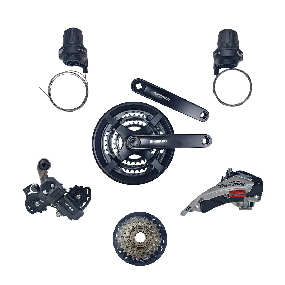 Grupo Shimano Plato Palanca FC-TY301 + Descarrilador Delantero Tourney FD-TY510 + Descarrilador Trasero RD-TY500