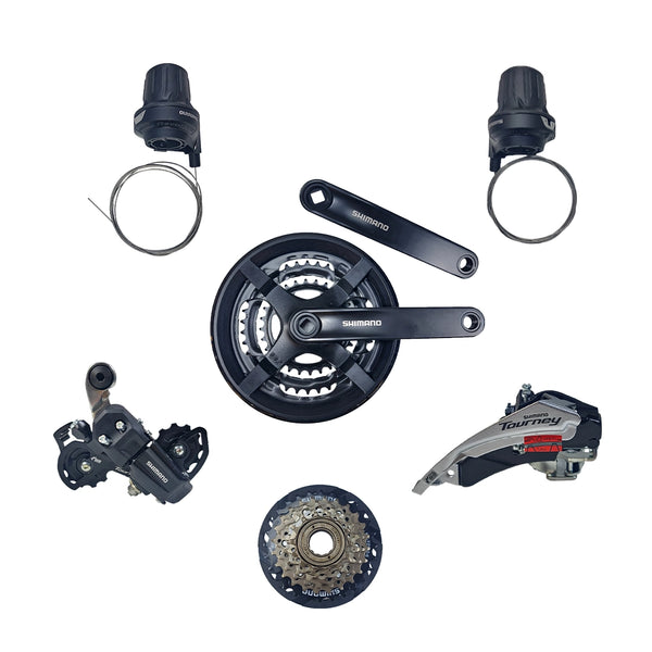 Grupo Shimano Plato Palanca FC-TY301 + Descarrilador Delantero Tourney FD-TY510 + Descarrilador Trasero RD-TY500